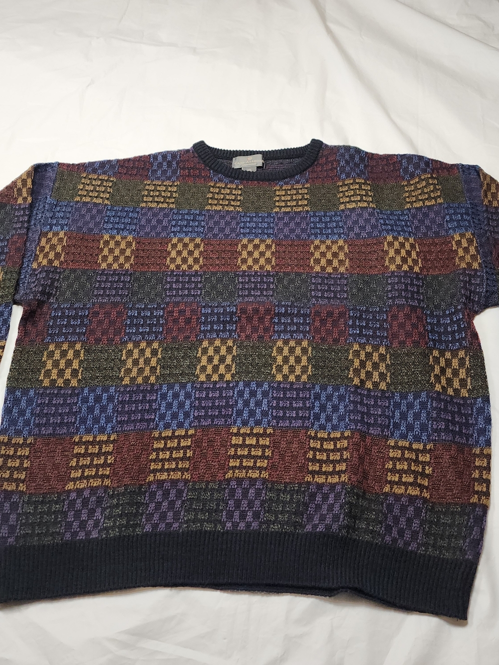 Vtg Cape Allegro Men's Multi-Color Patterned Crewneck Sweater
